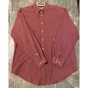 VTG Tommy Hilfiger Y2K Plaid Long Sleeve Button Up Shirt Men's Large Red